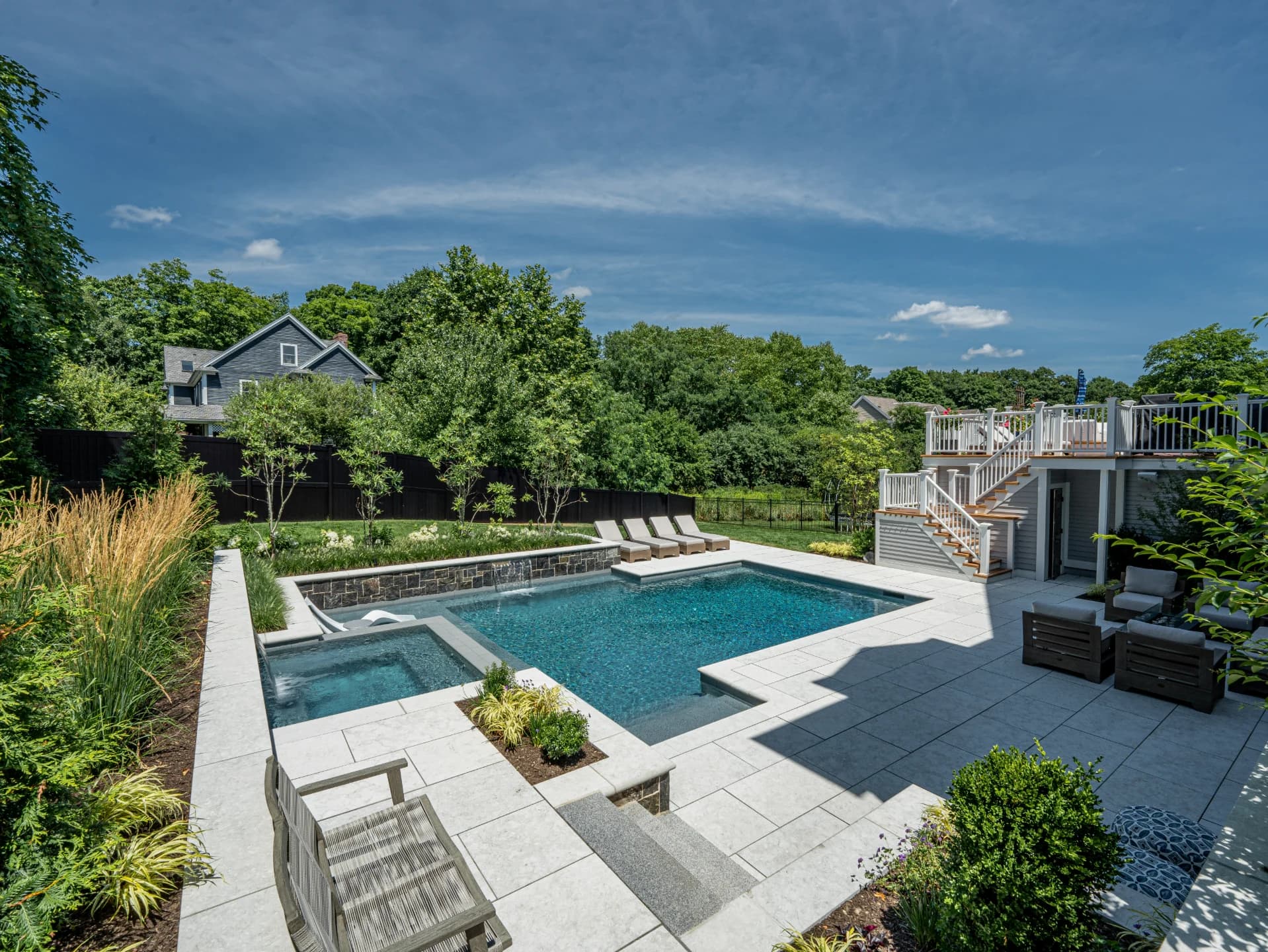 Luxury outdoor living project in progress showcasing Redwood's construction management process