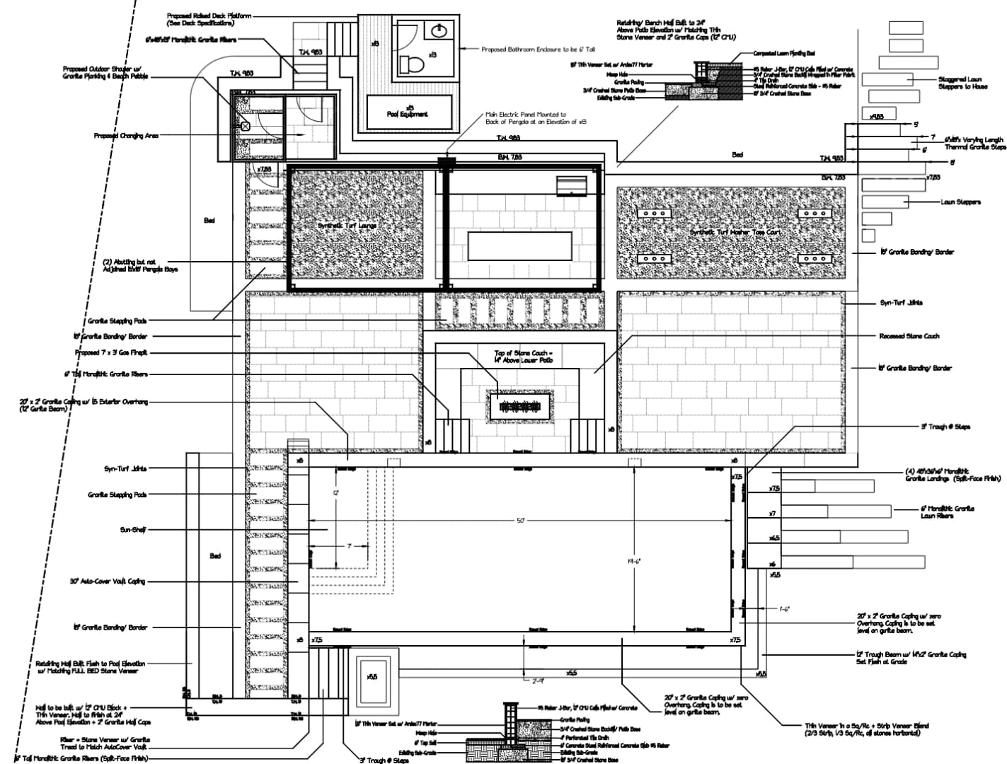 Photorealistic 3D aerial rendering of luxury pool design and landscape architecture