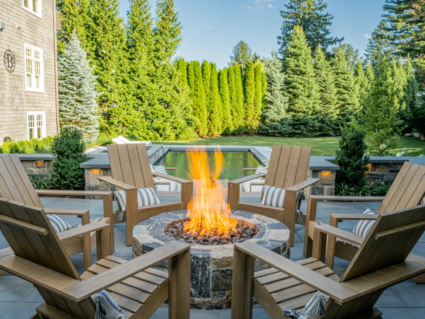 Fire feature at dusk